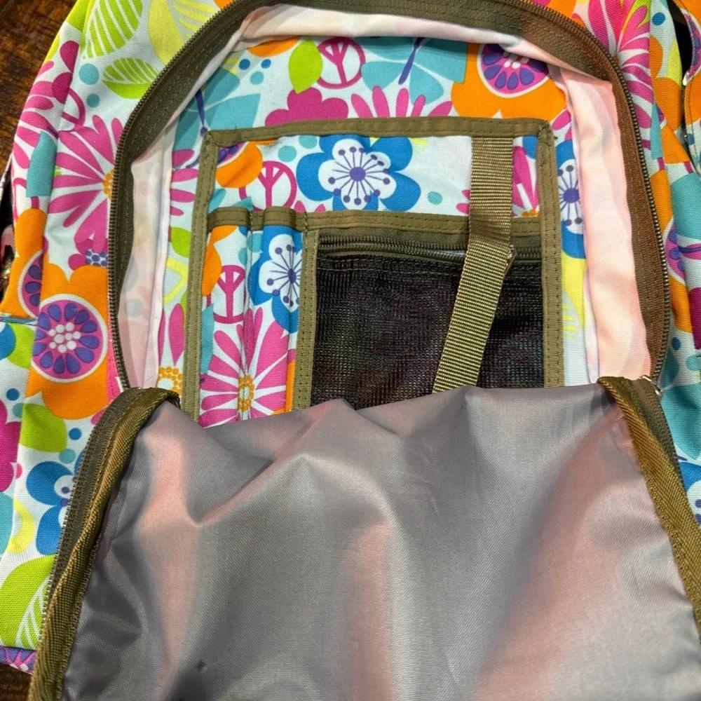 L.L. Bean Floral Canvas Backpack in Pink, Orange, Blue, Green